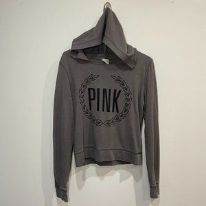 PINK by Victoria's Secret Grey Hoodie With Black Logo Size Small